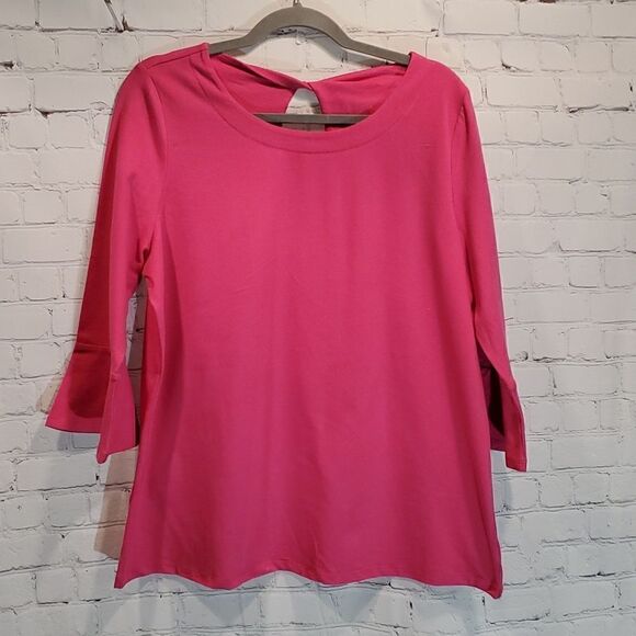 Kim Rogers NWT pink three quarter bell sleeve top - Picture 1 of 8